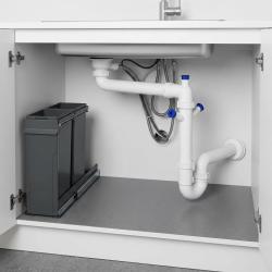 Pure.Sink Universal Siphon space-saving sink siphon for the kitchen with 2 dishwasher connections WSTSSI-32